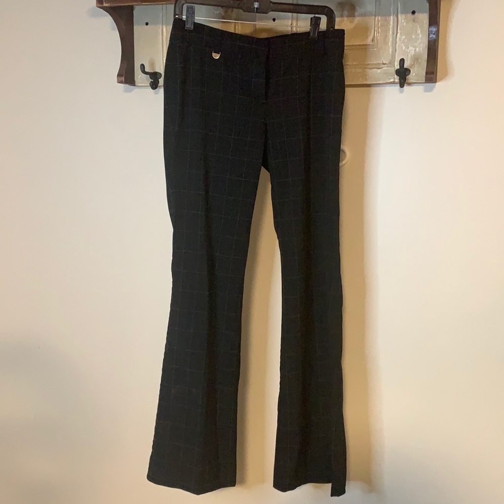 New York & Company Stretch Black Pin Stripe Flare Dress Pant Size 2 Tall